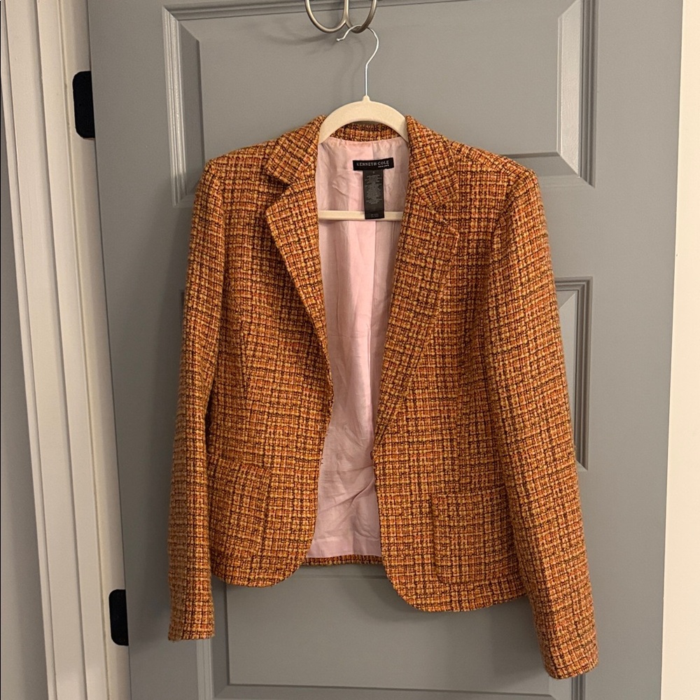 Kenneth Cole Orange Tweed Blazer